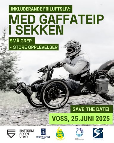 Reklameplakat for inkluderingskonferansen under Ekstremsportveko på Voss, onsdag 25.juni.